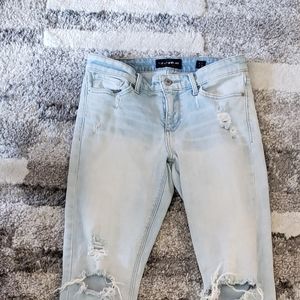 Lucky Distressed Skinny Jeans with fringe